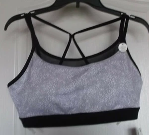 GAIAM YOGA SPORTS BRA - STRAPPY BACK - BLACK/GRAY - SIZE LARGE - NWT - Picture 1 of 4