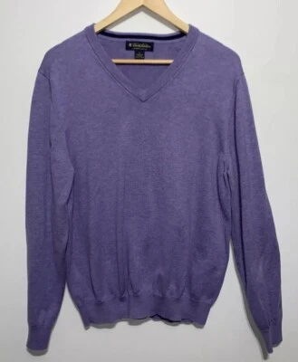 Brooks Brothers Sweater Men Large Purple Pullover V-Neck Preppy Supima Cotton - Image 1 of 4
