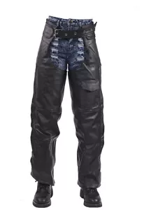 Cordón trenzado de cuero para motociclista chaps un bolsillo, negro nuevo - envío gratuito - Imagen 1 de 8