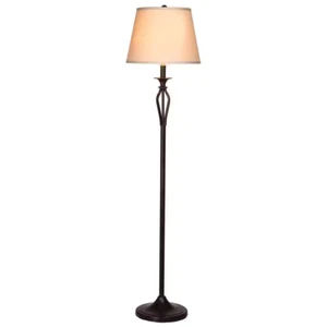 Bronze Floor Lamp with Natural Linen Shade for Living Room, 150 Watt, 58.50 in. - Picture 1 of 12