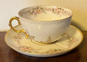 Taza y platillo grande antiguo del siglo XIX Elite Limoges porcelana desayuno té café - Imagen 1 de 12