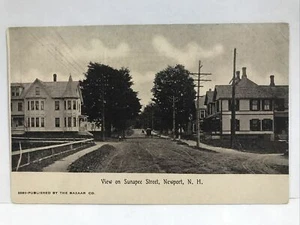 Postal de coche de automóvil temprano de 1907 vista de Sunapee Street Newport New Hampshire - Imagen 1 de 3
