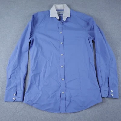 Camisa Charles Tyrwhitt Para Hombre 15-34 Sin Hierro Extra Delgada Abotonada Azul Manga Larga Foto 1 de 4