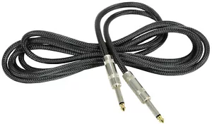Classic Braided Guitar Lead Black 3.0m Die Cast Mono Jack Plugs Cotton Reinforce - Picture 1 of 4