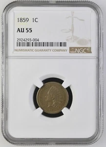 1859 Indian Cent Penny 1 cent - NGC Conserved this coin - NGC AU 55 - Picture 1 of 6