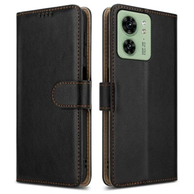 For Motorola Edge 40 Case, Slim Leather Wallet Flip Stand Shockproof Phone Cover - Image 1 of 4