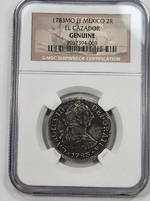 1783 Mexico Silver 2 Reales EL CAZADOR SHIPWRECK NGC Certified High Grade *J919 - Image 1 of 3
