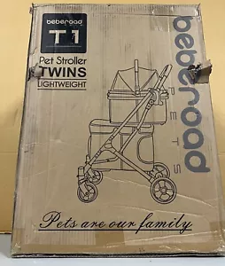 T1 Doppel-Haustierkinderwagen für 2 kleine Hunde oder Katzen leicht & abnehmbar schwarz - Bild 1 von 6