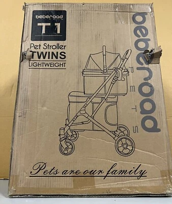 T1 Doppel-Haustierkinderwagen für 2 kleine Hunde oder Katzen leicht & abnehmbar schwarz - Bild 1 von 4