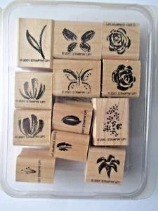 Stampin' Up WATERCOLOR MINIS Set 12 Mounted Rubber Stamps Flower Butterfly new - Picture 1 of 2