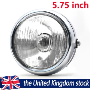 Universal Motorcycle Round Headlight 5.75 Inch Chrome Case with Clear Lens - Picture 1 of 5