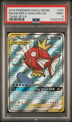 2019 POKEMON SUN & MOON TEAM UP #161 FULL ART/MAGIKARP & WAILORD GX PSA 9 - Image 1 of 2