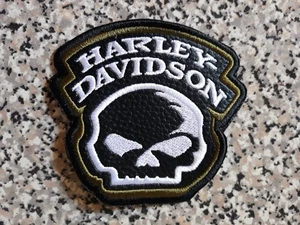 Harley Davidson style patches with a white and green skull, military style - Picture 1 of 5