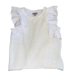 MIA New York Girls Mini Sequin Ruffled Flutter Sleeve Tank Top Size 6 - Picture 1 of 4