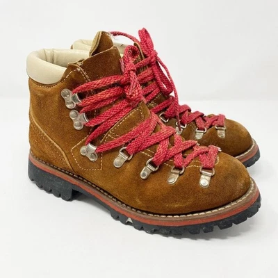 Botas de montañero de gamuza marrón vintage con cordones talla 6,5 suelas Vibram Foto 1 de 4