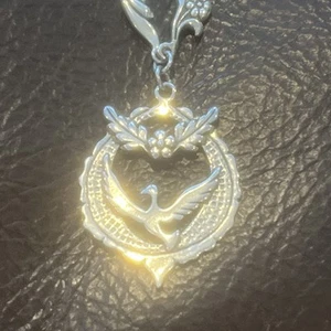 Sterling Silver Gheaui Necklace Signed 925 Jewelry Charm Dove Olive Branch Peace - Picture 1 of 11