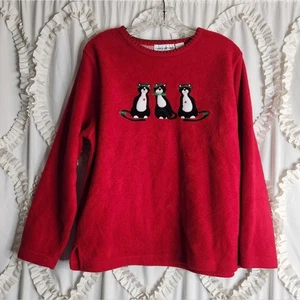 Suéter polar manga larga Navidad gato ratón vintage para mujer talla grande - Imagen 1 de 5