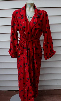 Talbots Intimates 长红色 Crest & Shield 轻便棉质长袍 - S 码 — 第 1/3 张图片