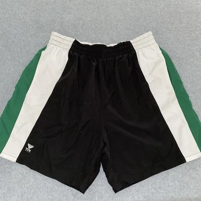 Pantalones Cortos de Natación TYR De Colección Para Hombre Grandes Negros Verdes Blancos Bloques de Color Malla Forrados Surf Y2k Foto 1 de 4