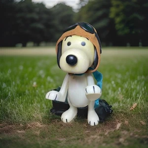 Figurina vintage 1966 Peanuts Snoopy Flying Ace Pilot vs Red Baro 7 pollici senza coda - Foto 1 di 10