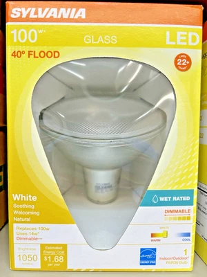SYLVANIA 74943 14W LED PAR38 LED Bulbs Dimmable Flood 3000K 40Deg, NEW - Image 1 of 3
