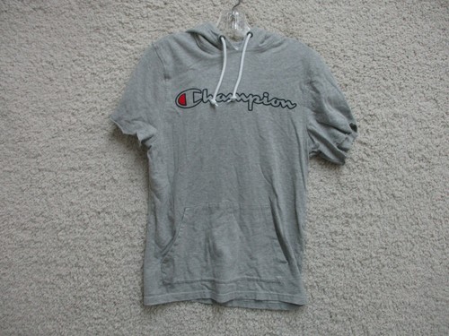 VETEMENTS Maglione Champion piccolo adulto grigio manica corta taglio cappuccio tasche logo uomo S