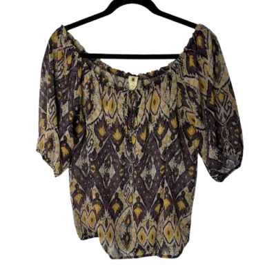 Needle & Thread Blouse Top Womens Sz S ? Brown  3/4 Sleeve Peasant Boho Flowy - Image 1 of 4