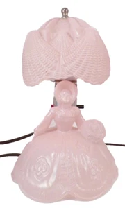 2 Southern Belle Lamps Pink Glass Lady Shell Shade Bedroom Boudoir Art Deco - Picture 1 of 13
