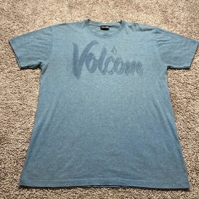 Vintage VOLCOM 1990s Shirt Men's Large Lapis Lazuli Blue Crew Neck - Image 1 of 4