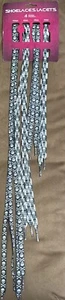 LACETS SHOE LACES 4-PR/4-LENGTHS SKULL & CROSSBONES BLACK/WHITE SO COOL!! - Picture 1 of 2