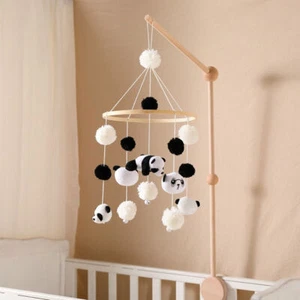 Baby Crib Mobile Bracket Mobile Wooden Infant Mobile Nursery Hanging Panda Decor - Picture 1 of 9