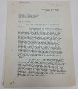 Louis Forbes 1943 signed film contract for Music Department, Avalon Productions - Picture 1 of 9