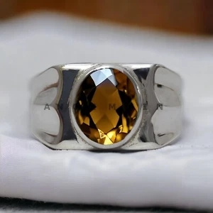 Citrine Gemstone With 925 Sterling Silver Ring For Men's #AL562 - Picture 1 of 8