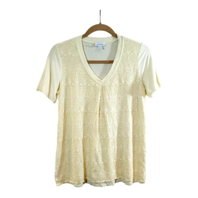 Camiseta Sundance Easy Cuello en V Bordada Seda Manga Corta en Amarillo Para Mujer XS Foto 1 de 4