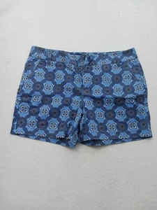 Caslon Women Chino Size 10 Blue Floral Stretch Cotton Twill Shorts Casual Fit - Picture 1 of 16