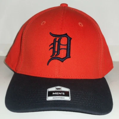 NUEVO CON ETIQUETAS MLB DETROIT TIGERS NARANJA CON GORRA DE BÉISBOL AZUL MARINO AJUSTABLE ESPALDA A PRESIÓN Foto 1 de 4