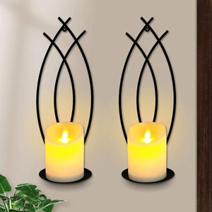 Wall Candle Sconces Holder Set of 2, Flame-Like Wall Decor Sconces Decorative Wa - Picture 1 of 12