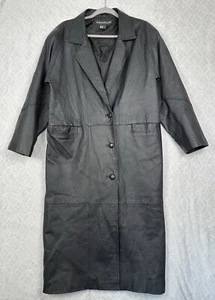 Gabardina de cuero de colección para mujer M chaqueta negra Cyber Goth Grunge bruja steampunk - Imagen 1 de 13