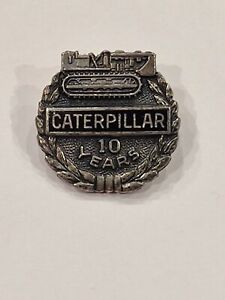 Vintage Sterling Silver Caterpillar Bulldozer 10 Year Service Award Pin