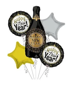 Ramo Globo Feliz Año Nuevo, Globos Año Nuevo (5 Globos) - Imagen 1 de 1
