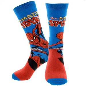 Spider-Man Retro Character Cover Crew Socks Multi-Color - Picture 1 of 6
