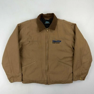 VINTAGE Tri Mountain Jacket Men Medium Brown Canvas Quilted Detroit Workwear Y2K - Image 1 of 4