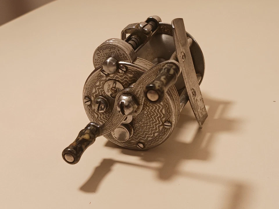 Pflueger Summit No. Carrete de baitcasting 1993 vintage grabado níquel plata EE. UU. Foto 1 de 4