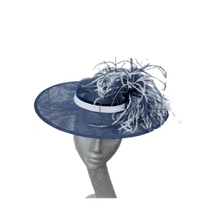 Billie - Navy & White Boater ASCOT WEDDING - Picture 1 of 5