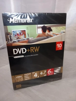 Memorex 10 x DVD+RW - With Full SIze Cases - 4.7gb - NEW/SEALED - Image 1 of 4