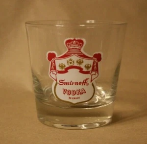Smirnoff Vodka Red & White Logo Design Promotional Rocks Glass Cup - Picture 1 of 10