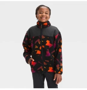 Boys' High Pile Cozy Full Zip Sweatshirt  All in Motion Black/Yellow LARGE 10/12 - Picture 1 of 3
