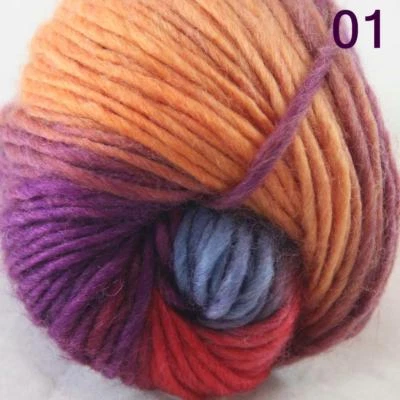 Sale 1 Skein x 50g Rainbows Coarse Hand Knit Wool Yarn Vintage Shawl Scarves 01 - Image 1 of 4