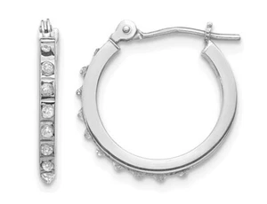 Diamond Oval Hoop Earrings in 14K White Gold - Picture 1 of 4