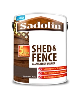 Sadolin Shed and Fence Protector All Weather Barrier - All Colours - 5 Litres - Picture 1 of 8